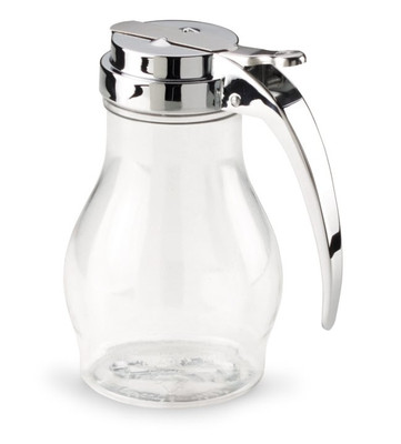 Vollrath 1214 16 Oz. Clear Polycarbonate Jar With Chrome Plated Top Dripcut Syrup Server