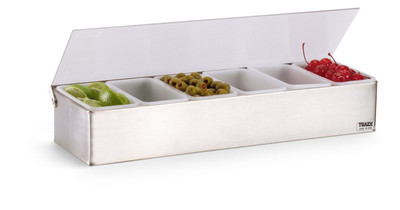 Vollrath 4702 18" W x 6" D x 3.25" H Stainless Steel Plastic Lid 6 Pint Kondi-Keeper Condiment Dispenser