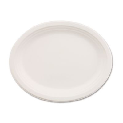 Essendant HUH21257CT 12.5" L White Oval Classic Paper Dinnerware Platter - 500 Each per Carton