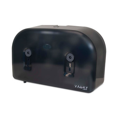Essendant MORVT1003 9.75" W Black Two Rolls Valay Plastic Mini Jumbo Bath Tissue Dispenser - 6 Each per Carton