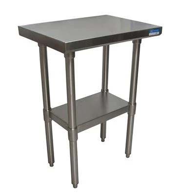 BK Resources VTT-1824 18" W x 24" D Flat Top Stainless Steel 18 Gauge Work Table
