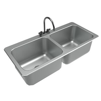 BK Resources DDI2-20161224-P-G 23" W x 21" D x 12" H Stainless Steel 18 Gauge One Compartment Deep Drawn Drop-In Sink without Drainboards