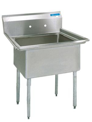 BK Resources BKS-1-20-12 25" W x 25.81" D x 43.75" H Stainless Steel 18 Gauge One Compartment Sink without Drainboards