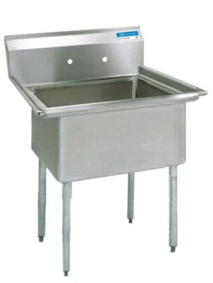 BK Resources BKS-1-20-12 25" W x 25.81" D x 43.75" H Stainless Steel 18 Gauge One Compartment Sink without Drainboards