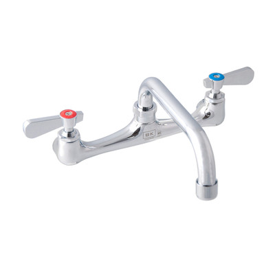 BK Resources BKF-8W-8-G WorkForce Series 8" Centers 8" Swing Spout Stainless Steel Valves Standard Duty Faucet