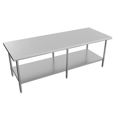 BK Resources CVT-9636 36" W x 96" D Flat Top Stainless Steel 16 Gauge Work Table