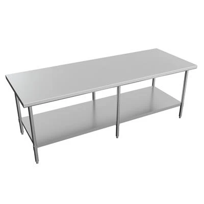BK Resources CVT-9636 36" W x 96" D Flat Top Stainless Steel 16 Gauge Work Table