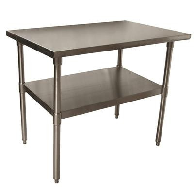 BK Resources CVT-4836 36" W x 48" D Flat Top Stainless Steel 16 Gauge Work Table