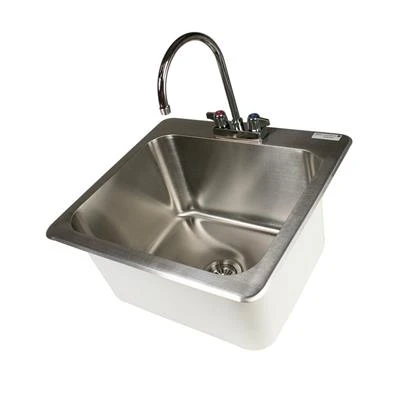 BK Resources DDI-20161224-P-G 23" W x 21" D x 12" H Stainless Steel 18 Gauge One Compartment Deep Drawn Drop-In Sink without Drainboards