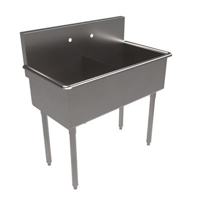 BK Resources BK8BS-2-24-12 51" W x 27.5" D x 41" H Stainless Steel 18 Gauge Two Compartments Budget Sink without Drainboards