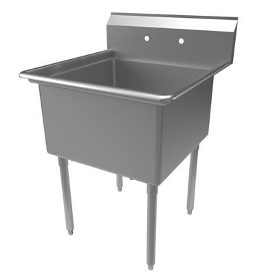 BK Resources BKS-1-24-14 29" W x 29.81" D x 43.75" H Stainless Steel 18 Gauge One Compartment Sink without Drainboards