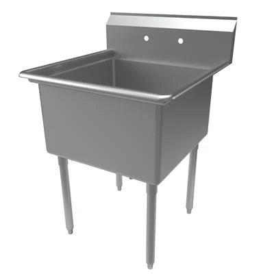 BK Resources BKS-1-24-14 29" W x 29.81" D x 43.75" H Stainless Steel 18 Gauge One Compartment Sink without Drainboards
