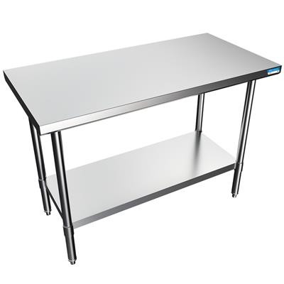 BK Resources CVT-4824 24" W x 48" D Flat Top Stainless Steel 16 Gauge Work Table