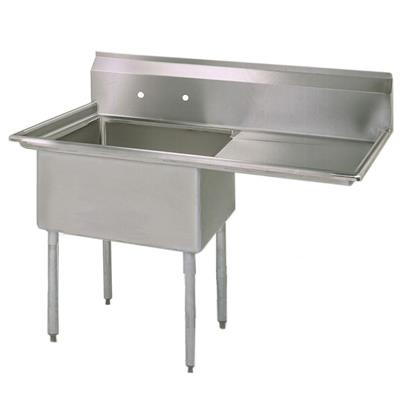 BK Resources BKS-1-18-12-18R 38.5" W x 23.81" D x 43.75" H Stainless Steel 18 Gauge One Compartment Sink with Right-Hand Drainboard