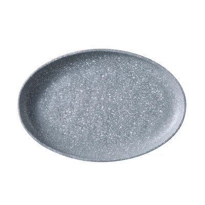 Yanco ST-210 Stone Art 6.75" W Concrete Gray Melamine Oval Platter - 48/Case