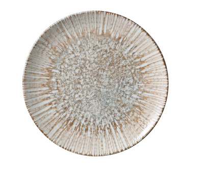Yanco LE-711 Legna 11.25" W White and Brown Chinaware Round Plate - 12/Case