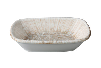 Yanco LE-405 Legna 4 Oz. White and Brown Chinaware Rectangular Side Dish or Appetizer Bowl - 36/Case