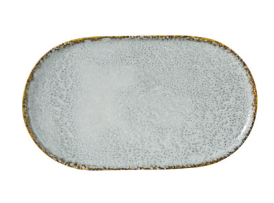 Yanco IB-214 Iris Blue 7.87" W Light Blue Chinaware Oval Plate - 12/Case