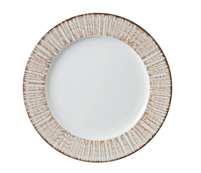 Yanco LE-111 Legna 11.25" W White and Brown Chinaware Round Dinner Plate - 12/Case