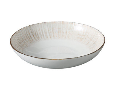 Yanco LE-309 Legna 45 Oz. White and Brown Chinaware Round Pasta Bowl - 12/Case