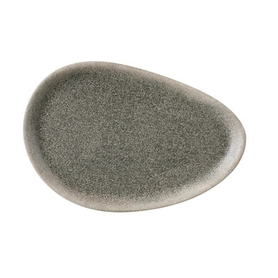 Yanco MI-210 Misty 10" Charcoal and Brown Oval Dessert Platter - 36/Case