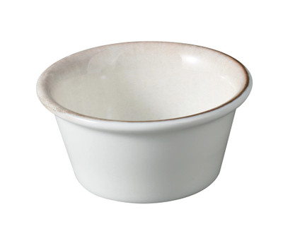 Yanco LE-303 Legna 3 Oz. White &amp; Brown Chinaware Round Sauce Dish - 48/Case