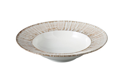 Yanco LE-408 Legna 10 Oz. White and Brown Chinaware Round Soup Plate - 24/Case