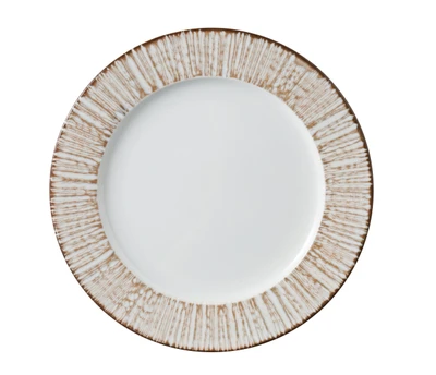 Yanco LE-109 Legna 9.25" W White and Brown Chinaware Round Dinner Plate - 24/Case
