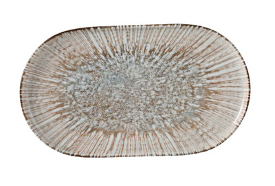 Yanco LE-215 Legna 9" W White and Brown Chinaware Oval Plate - 12/Case