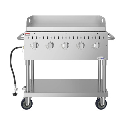 Koolmore CGKIT3-36G 35.8" W Stainless Steel 5 Burners Liquid Propane Mobile Commercial Outdoor Grill with Heavy Duty Grates - 80,000 BTU