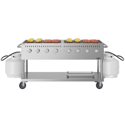 Koolmore KM-CGM-60 60.8" W Stainless Steel Liquid Propane 8 Burners Mobile Commercial Outdoor Grill - 128,000 BTU