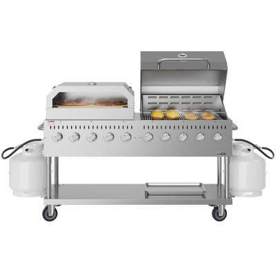 Koolmore CGKIT7-D36P36 71.6" W Stainless Steel Liquid Propane 10 Burners Mobile Commercial Outdoor Grill - 160,000 BTU