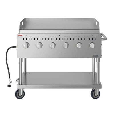 Koolmore CGKIT4-48G 47.6" W Stainless Steel 6 Burners Liquid Propane Mobile Commercial Outdoor Grill with Heavy Duty Grates - 96,000 BTU