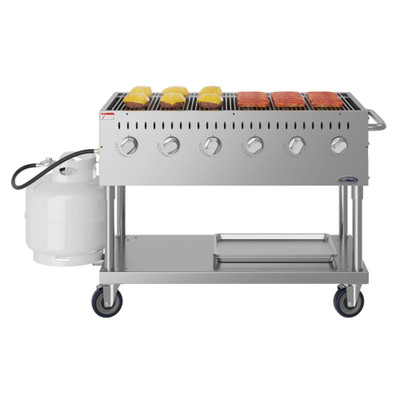 Koolmore KM-CGM-48 47.6" W Stainless Steel Liquid Propane 6 Burners Mobile Commercial Outdoor Grill - 96,000 BTU