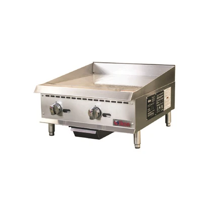 MVP Group ITG-24 24" W Stainless Steel Manual Thermostatic Control Gas Countertop Ikon Griddle - 60,000 BTU