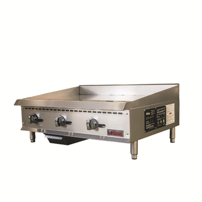 MVP Group ITG-36 36" W Stainless Steel Manual Thermostatic Control Gas Countertop Ikon Griddle - 90,000 BTU