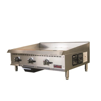 MVP Group ITG-36 36" W Stainless Steel Manual Thermostatic Control Gas Countertop Ikon Griddle - 90,000 BTU