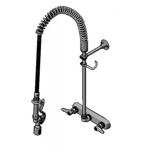 T&S Brass B-5125-Cr-Bj Easyinstall Workboard Pre-Rinse Unit Wall Mount Mixing Faucet With 8"