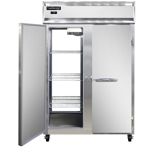Continental Refrigerator 2F-SS-PT 52" W Two-Section Solid Door Pass-Thru Freezer - 220 Volts