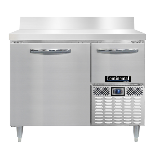 Continental Refrigerator DFA43NSSBS 43"W Two Door Stainless Steel Designer Line Freezer Base Worktop Unit With 6"H Backsplash