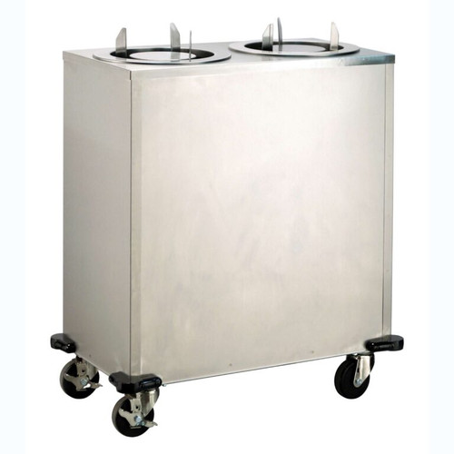 Lakeside 935 Adjust-a-Fit 12" Dia. Round Stainless Steel 2-Tube Shielded Mobile Dish Dispenser