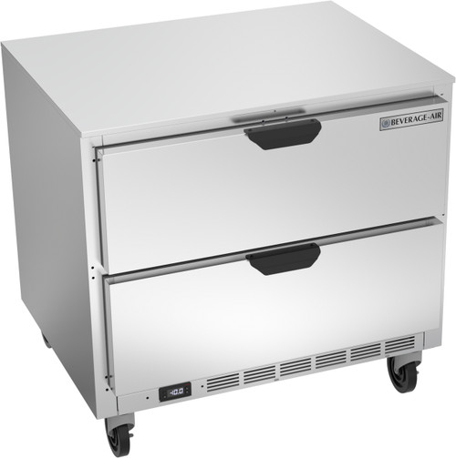 Beverage Air UCFD36AHC-2 36"W Two-Section Stainless Steel Door Undercounter Freezer