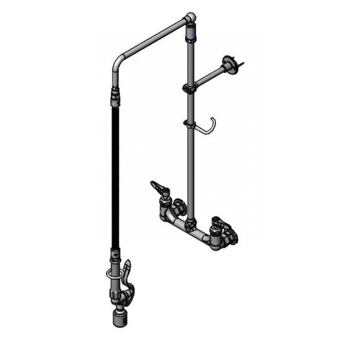 T&S Brass B-0131-Cr-Bc28H Easyinstall Pre-Rinse Unit Wall Mount Mixing Faucet With 8"