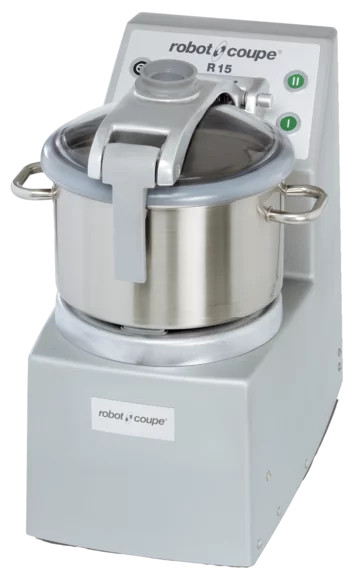 Robot Coupe R15 15 L. Stainless Steel Bench Style Vertical Cutter or Mixer - 208-240 Volts, 4.5 HP