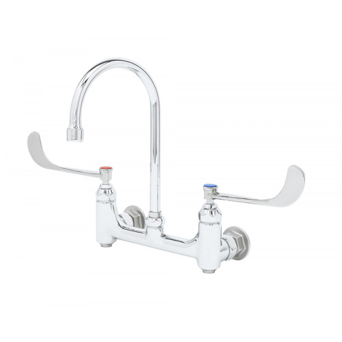 T&S Brass B-0353 Medical Faucet wall mount 8" centers 5-3/4" rigid gooseneck