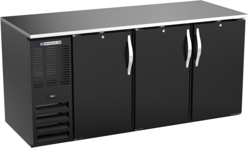 Beverage Air BB72HC-F-B 72" W Black Galvanized 3 Solid Doors Refrigerated Food Rated Back Bar Storage Cabinet - 115 Volts