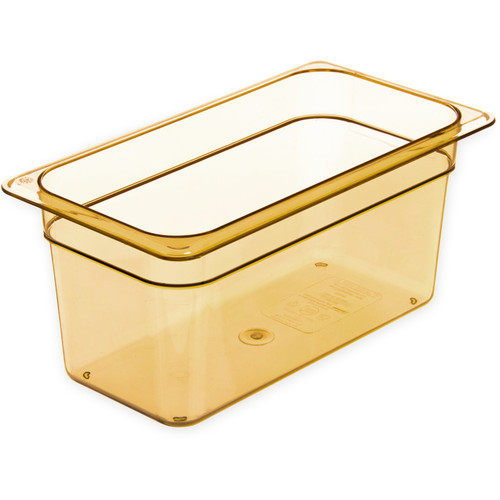 Carlisle 3086213 5.7 Qt. 1/3 Size Polyether Sulfone Amber Storplus High Heat Hot Food Pan