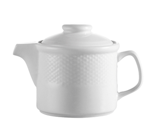CAC China BST-TP 15 Oz. Super White Porcelain Embossed Boston Teapot (3 Dozen Per Case)