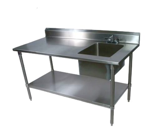 John Boos EPT8R5-3072SSK-R 72"W x 30"D x 40-3/4"H Stainless Steel Work Table with Prep Sink