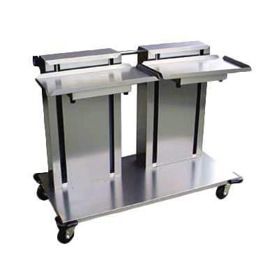 Lakeside 2819 47" W Stainless Steel Mobile Cantilever 15" x 20" Tray, Glass and Cup Rack Dispenser